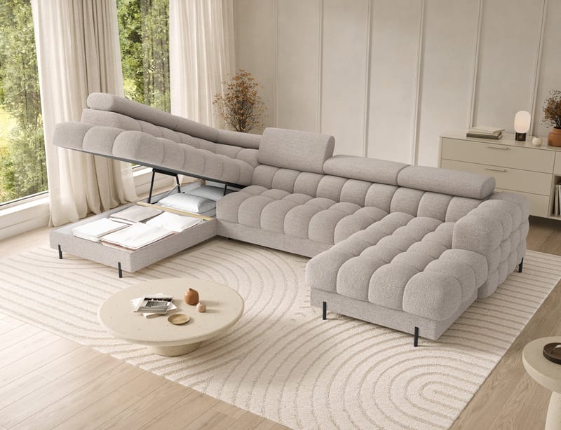 Feraria 6-sits Bubblig Bäddsoffa med Divan och Schäslong förvaring Vänster - Royal 18 - Möbler - Vardagsrum - Bäddsoffor - Hörnbäddsoffa
