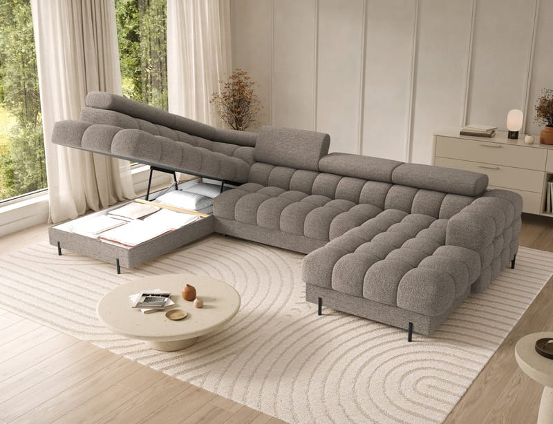 Feraria 6-sits Bubblig Bäddsoffa med Divan och Schäslong förvaring Vänster - Royal 20 - Möbler - Vardagsrum - Bäddsoffor - Hörnbäddsoffa
