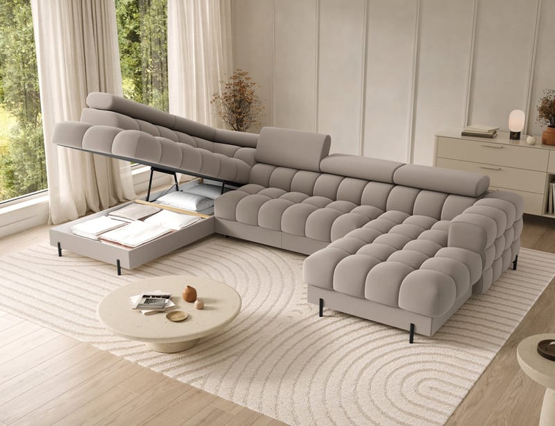 Feraria 6-sits Bubblig Bäddsoffa med Divan och Schäslong förvaring Vänster - Sola 18 - Möbler - Vardagsrum - Bäddsoffor - Hörnbäddsoffa