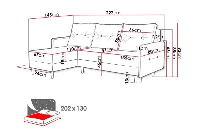Fernisia Hörnbäddsoffa - Grå - Möbler - Vardagsrum - Bäddsoffor