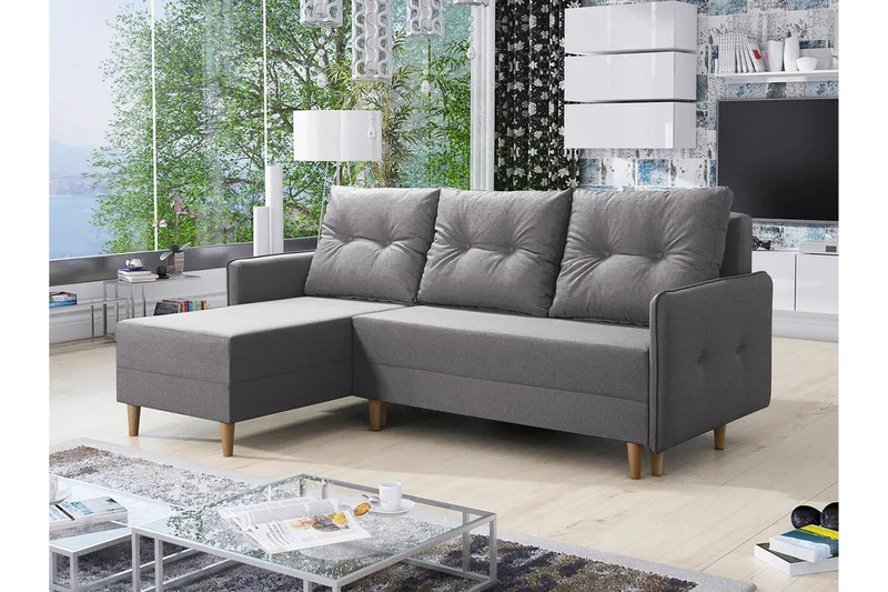 Fernisia Hörnbäddsoffa - Grå - Möbler - Vardagsrum - Bäddsoffor