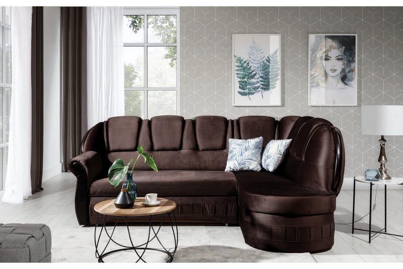 Fica Bädsoffa med Schäslong Höger - Brun - Möbler - Vardagsrum - Bäddsoffor