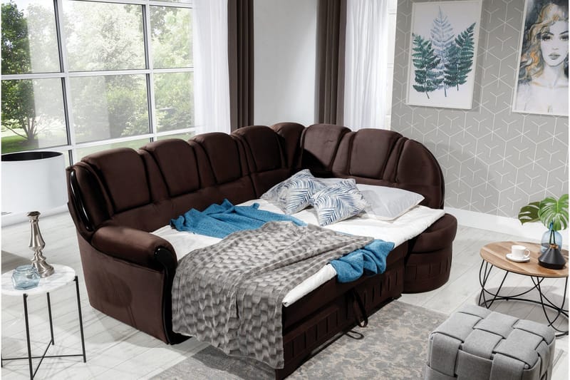 Fica Bädsoffa med Schäslong Höger - Brun - Möbler - Vardagsrum - Bäddsoffor