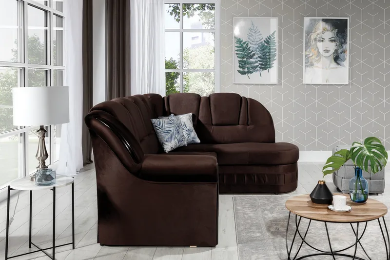 Fica Bädsoffa med Schäslong Höger - Brun - Möbler - Vardagsrum - Bäddsoffor