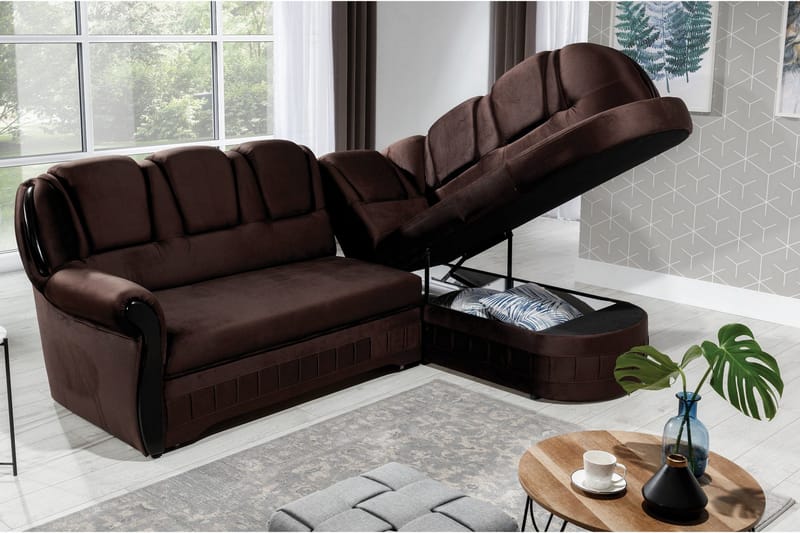 Fica Bädsoffa med Schäslong Höger - Brun - Möbler - Vardagsrum - Bäddsoffor