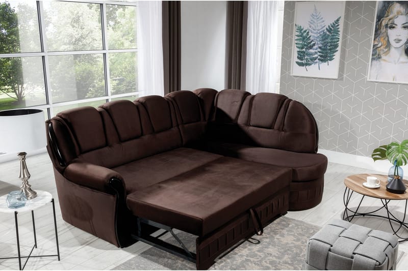 Fica Bädsoffa med Schäslong Höger - Brun - Möbler - Vardagsrum - Bäddsoffor