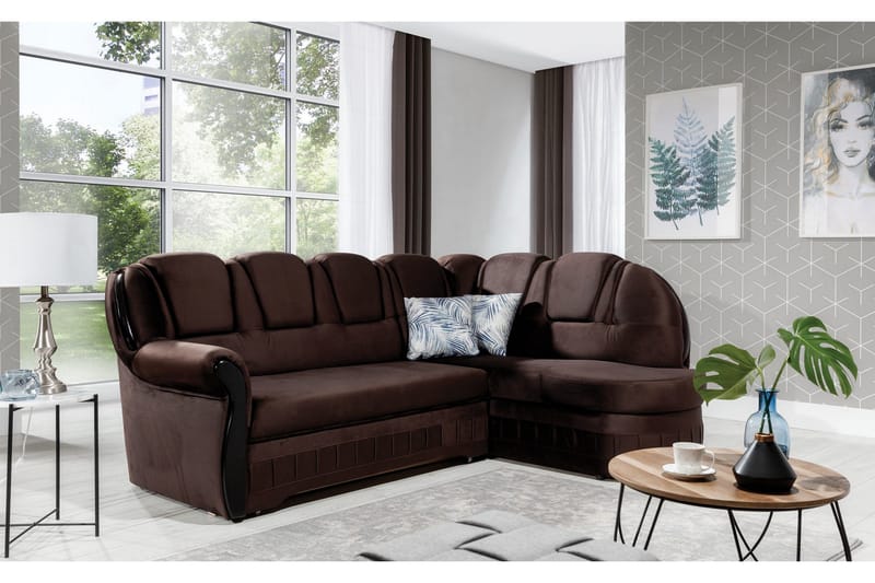 Fica Bädsoffa med Schäslong Höger - Brun - Möbler - Vardagsrum - Bäddsoffor