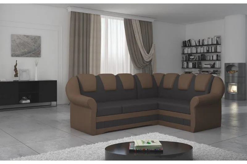 Fica Hörnbäddsoffa, Brun/Beige
