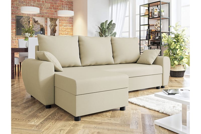 Fionara 3-sits Hörnbäddsoffa Beige - Möbler - Vardagsrum - Bäddsoffor
