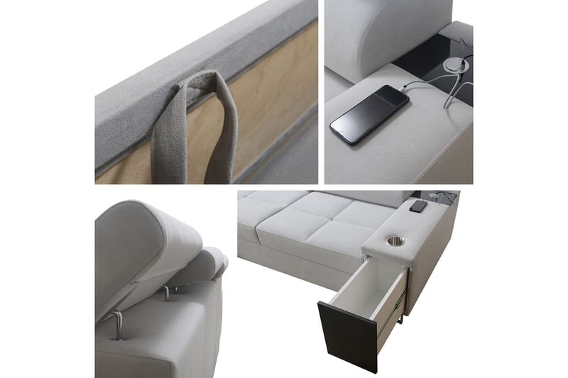 FIORANO 3-sits Hörnbäddsoffa Höger Brun - Möbler - Vardagsrum - Bäddsoffor - Hörnbäddsoffa