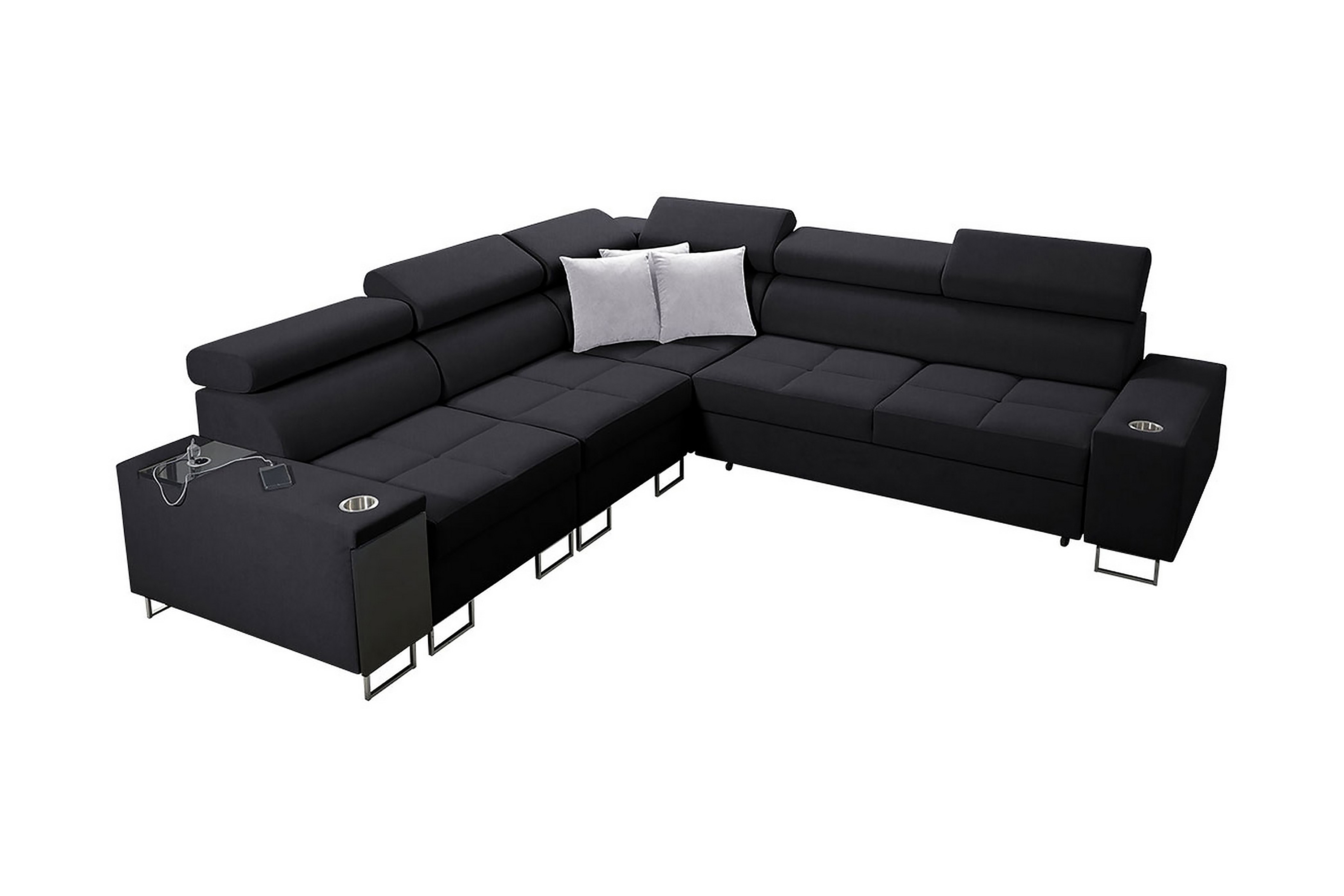 fiorano 3-sits hörnbäddsoffa vänster - svart