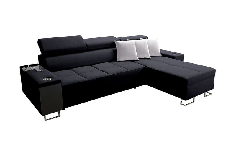 FIORANO 4-sits Hörnbäddsoffa Höger Svart - Möbler - Vardagsrum - Bäddsoffor - Hörnbäddsoffa