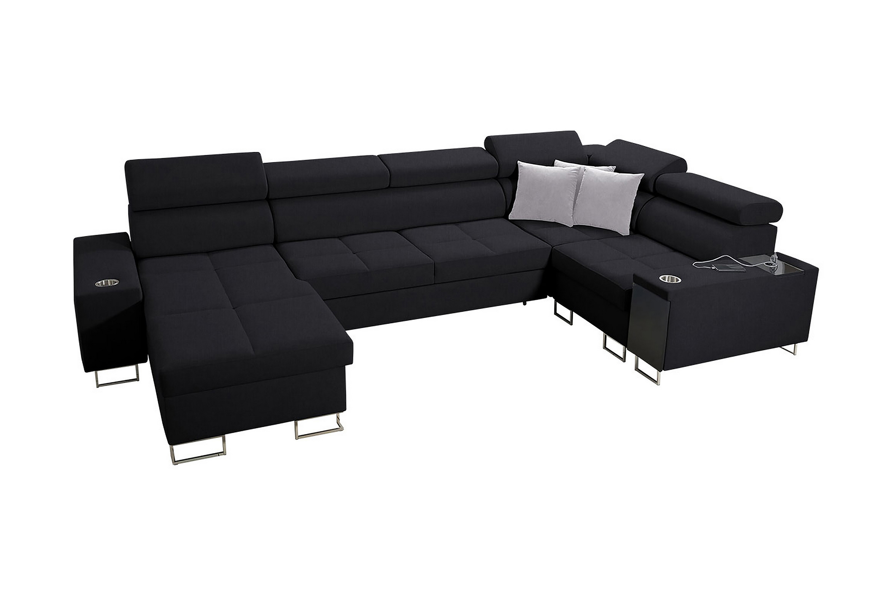 fiorano 4-sits hörnbäddsoffa vänster svart -