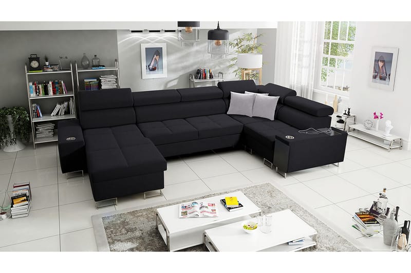 FIORANO 4-sits Hörnbäddsoffa Vänster Svart - Möbler - Vardagsrum - Bäddsoffor - Hörnbäddsoffa