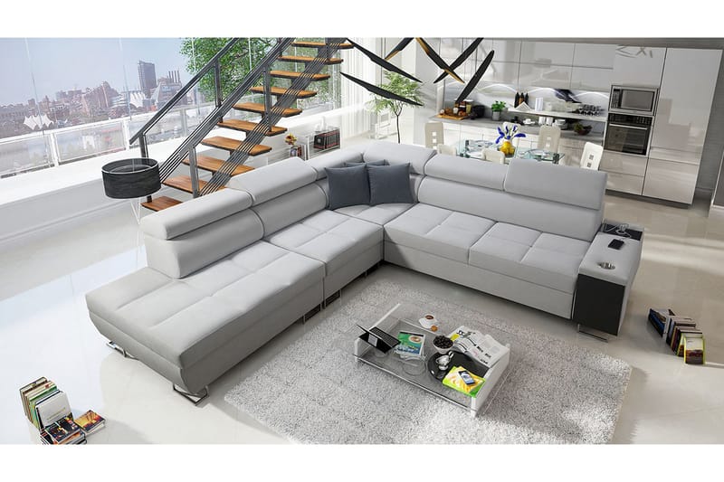 FIORANO Bäddsoffa m. Schäslong L-formad - Möbler - Vardagsrum - Bäddsoffor - Hörnbäddsoffa