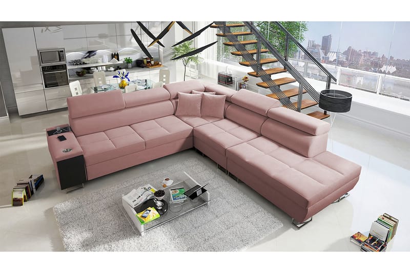 FIORANO Bäddsoffa m. Schäslong L-formad - Möbler - Vardagsrum - Bäddsoffor - Hörnbäddsoffa