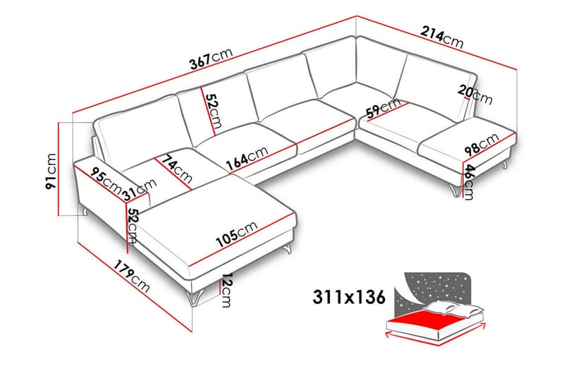 FLAVIO 4-sits Bäddsoffa - Grön - Möbler - Vardagsrum - Bäddsoffor - Hörnbäddsoffa