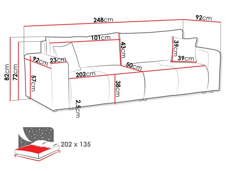 Flo Bäddsoffa 3-sits - Vit - Möbler - Vardagsrum - Bäddsoffor