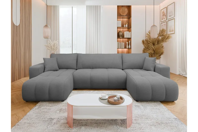 Flo Bäddsoffa Dubbeldivan 4-sits - Grå - Möbler - Vardagsrum - Bäddsoffor - U bäddsoffa