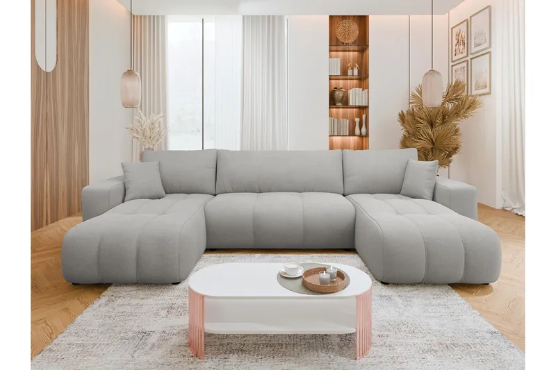Flo Bäddsoffa Dubbeldivan 4-sits - Grå - Möbler - Vardagsrum - Bäddsoffor - U bäddsoffa