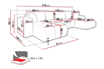 Flo Bäddsoffa Dubbeldivan 4-sits i Plysch - Vit - Möbler - Vardagsrum - Bäddsoffor - U bäddsoffa