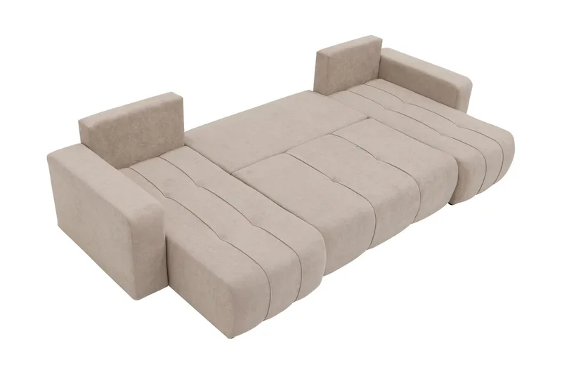 Flo Bäddsoffa Dubbeldivan 4-sits i Plysch - Vit - Möbler - Vardagsrum - Bäddsoffor - U bäddsoffa