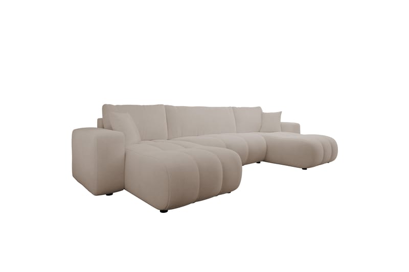 Flo Bäddsoffa Dubbeldivan 4-sits i Plysch - Beige - Möbler - Vardagsrum - Bäddsoffor - U bäddsoffa