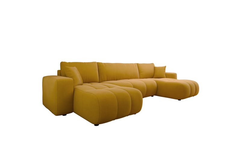 Flo Bäddsoffa Dubbeldivan 4-sits i Plysch - Beige - Möbler - Vardagsrum - Bäddsoffor - U bäddsoffa