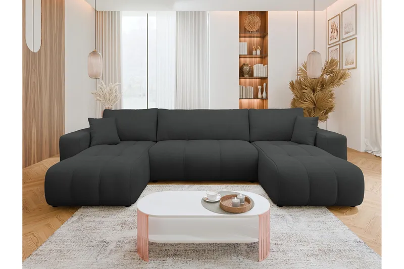 Flo Bäddsoffa Dubbeldivan 4-sits - Svart - Möbler - Vardagsrum - Bäddsoffor - U bäddsoffa