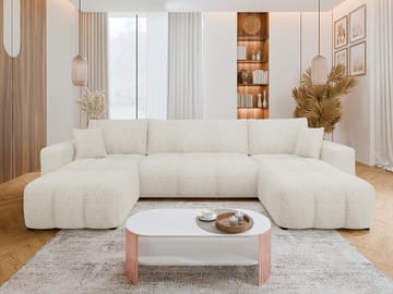 Flo Bäddsoffa Dubbeldivan 4-sits - Vit - Möbler - Vardagsrum - Bäddsoffor - U bäddsoffa