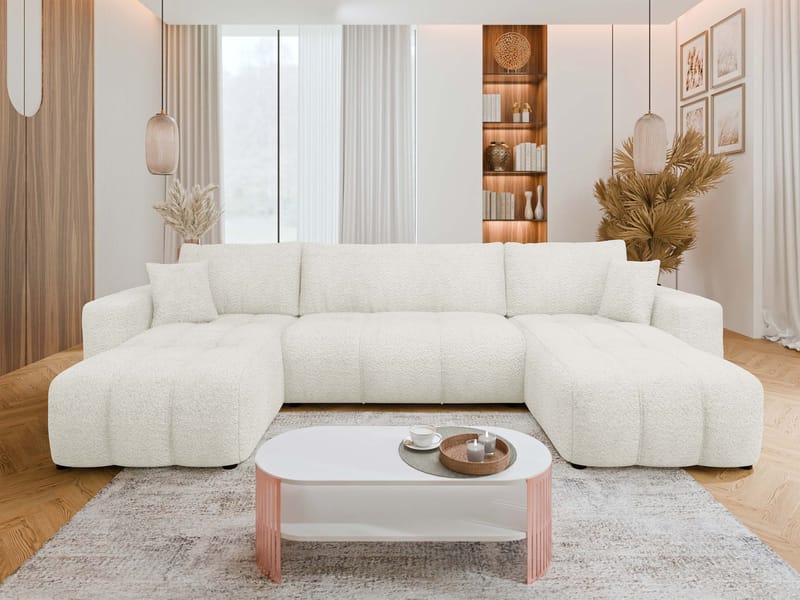 Flo Bäddsoffa Dubbeldivan 4-sits - Vit - Möbler - Vardagsrum - Bäddsoffor - U bäddsoffa