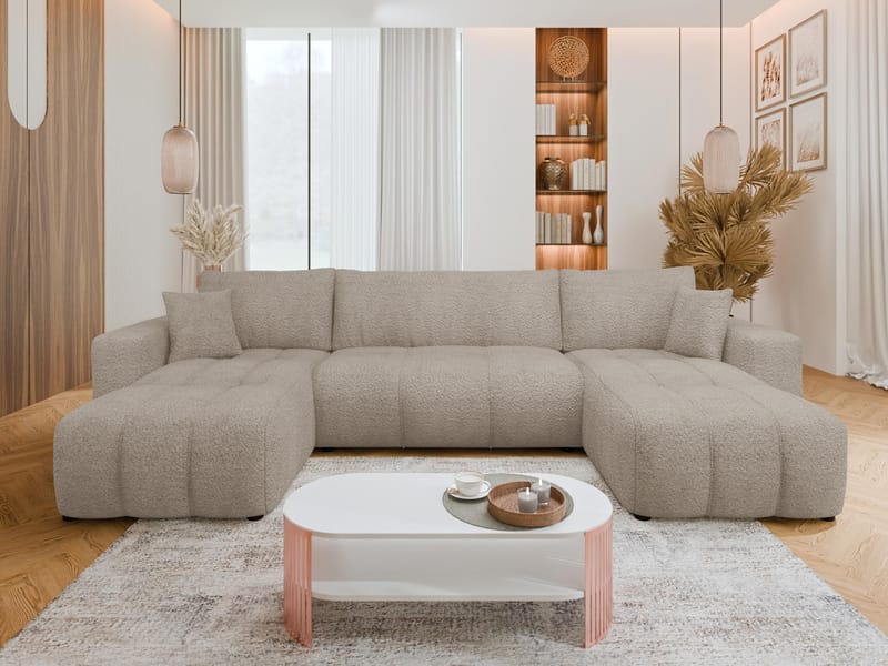Flo Bäddsoffa Dubbeldivan 4-sits - Vit - Möbler - Vardagsrum - Bäddsoffor - U bäddsoffa