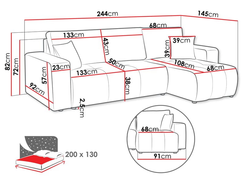 Flo Bäddsoffa med Divan 3-sits - Beige - Möbler - Vardagsrum - Bäddsoffor