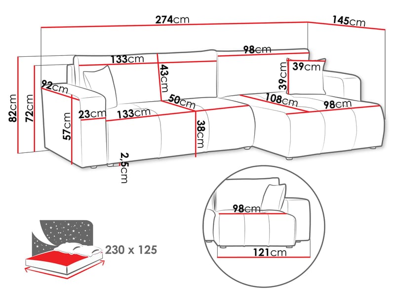 Flo Bäddsoffa med Divan 3-sits - Beige - Möbler - Vardagsrum - Bäddsoffor