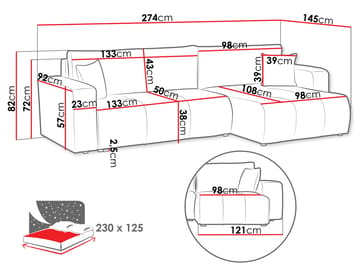 Flo Bäddsoffa med Divan 3-sits - Grå - Möbler - Vardagsrum - Bäddsoffor