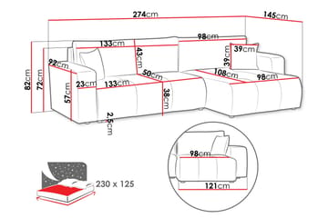 Flo Bäddsoffa med Divan 3-sits i Plysch - Gul - Möbler - Vardagsrum - Bäddsoffor