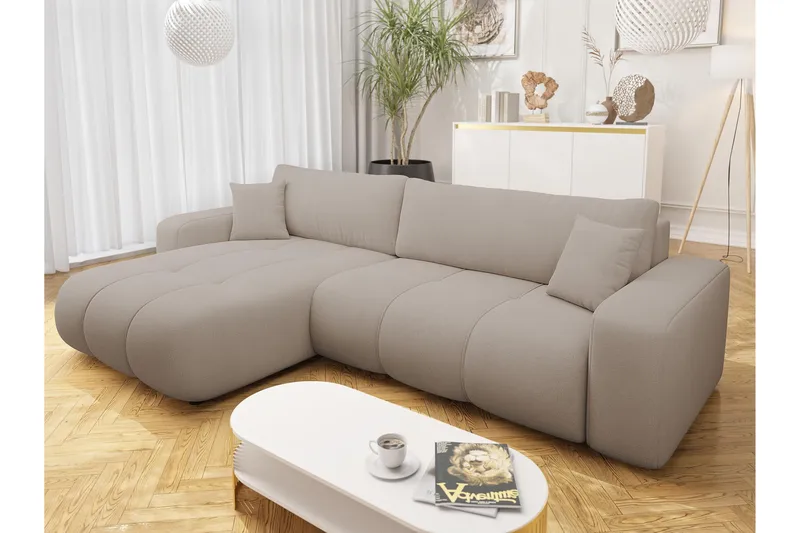 Flo Bäddsoffa med Divan 3-sits i Plysch - Beige - Möbler - Vardagsrum - Bäddsoffor