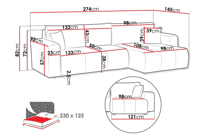 Flo Bäddsoffa med Divan 3-sits i Plysch - Gul - Möbler - Vardagsrum - Bäddsoffor
