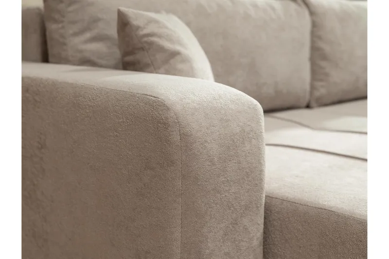 Flo Bäddsoffa med Divan 3-sits i Plysch - Beige - Möbler - Vardagsrum - Bäddsoffor