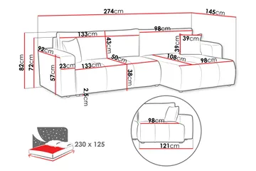 Flo Bäddsoffa med Divan 3-sits - Ljusgrå - Möbler - Vardagsrum - Bäddsoffor