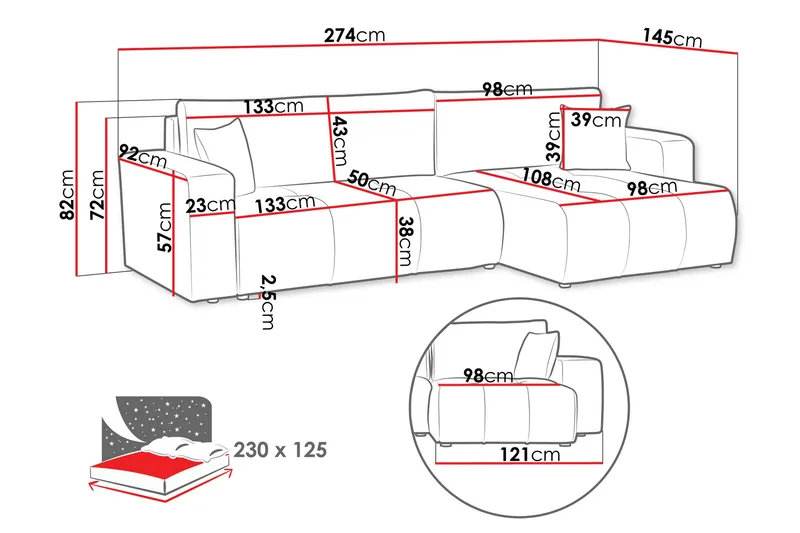 Flo Bäddsoffa med Divan 3-sits - Svart - Möbler - Vardagsrum - Bäddsoffor