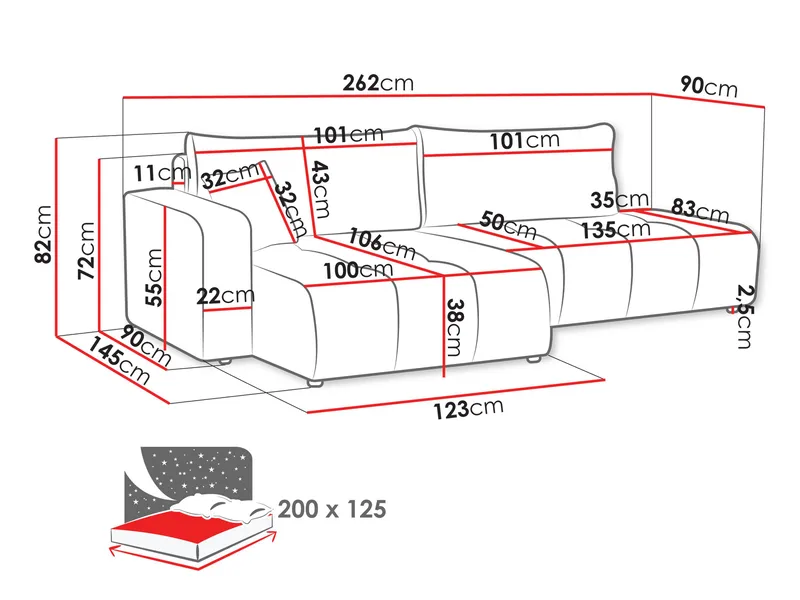 Flo Bäddsoffa med Divan 4-sits - Vit - Möbler - Vardagsrum - Bäddsoffor