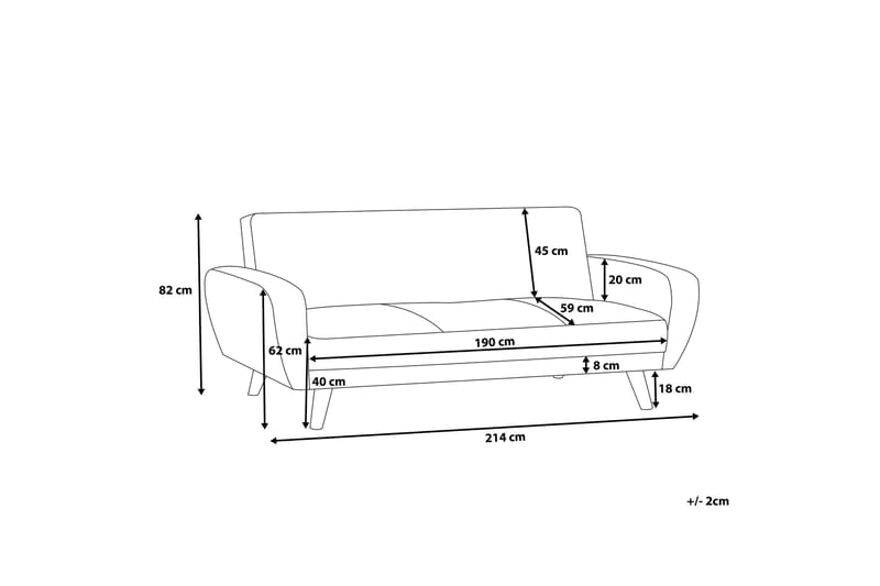 Florli Bäddsoffa 214 cm - Svart - Möbler - Vardagsrum - Bäddsoffor