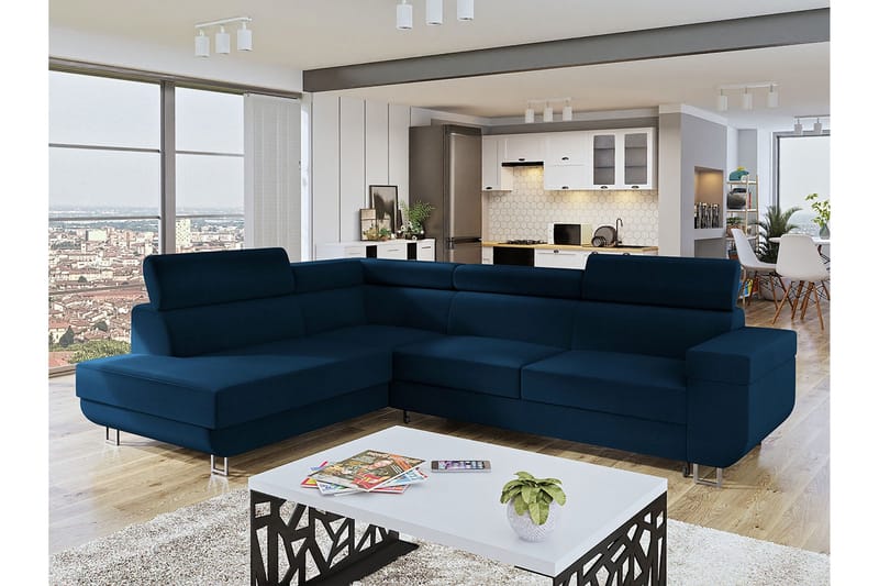 Fonti 3-sits Bäddsoffa Höger - Blå - Möbler - Vardagsrum - Bäddsoffor