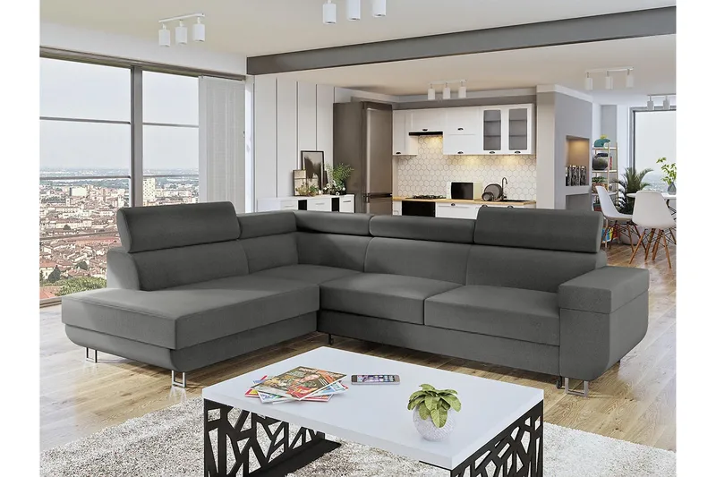 Fonti 3-sits Bäddsoffa Höger - Grå - Möbler - Vardagsrum - Bäddsoffor