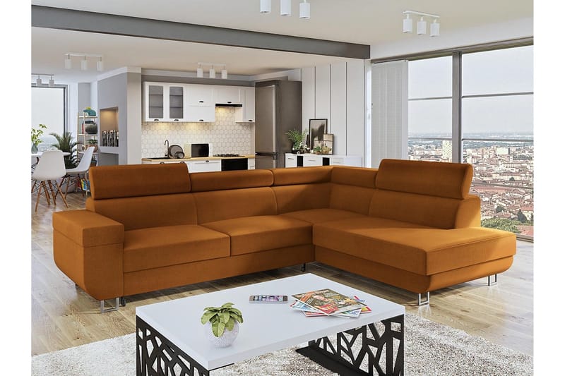 Fonti 3-sits Bäddsoffa Höger - Orange - Möbler - Vardagsrum - Bäddsoffor