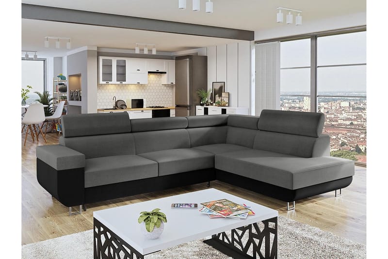 Fonti 3-sits Bäddsoffa Vänster - Grå - Möbler - Vardagsrum - Bäddsoffor