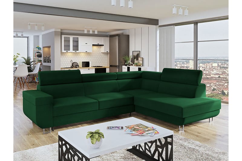 Fonti 3-sits Bäddsoffa Vänster - Grön - Möbler - Vardagsrum - Bäddsoffor