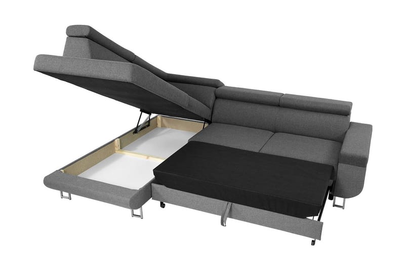 Fonti Bäddsoffa m. Schäslong 3-sits L-formad - Grå - Möbler - Vardagsrum - Bäddsoffor