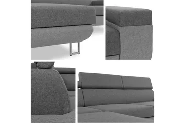 Fonti Bäddsoffa m. Schäslong 3-sits L-formad - Grå - Möbler - Vardagsrum - Bäddsoffor